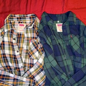 Levi's Colorful Plaid Shirts - Orange, Blue, Green